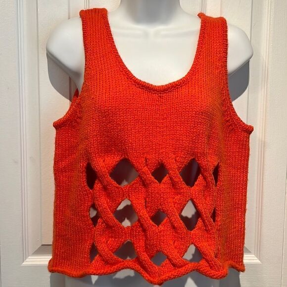 ‎H&M Orange Knit Sleeveless Top Size M - Picture 1 of 10